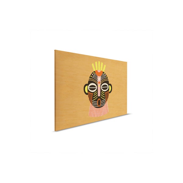 Holzbild mit afrikanischer Maske als Wanddekoration