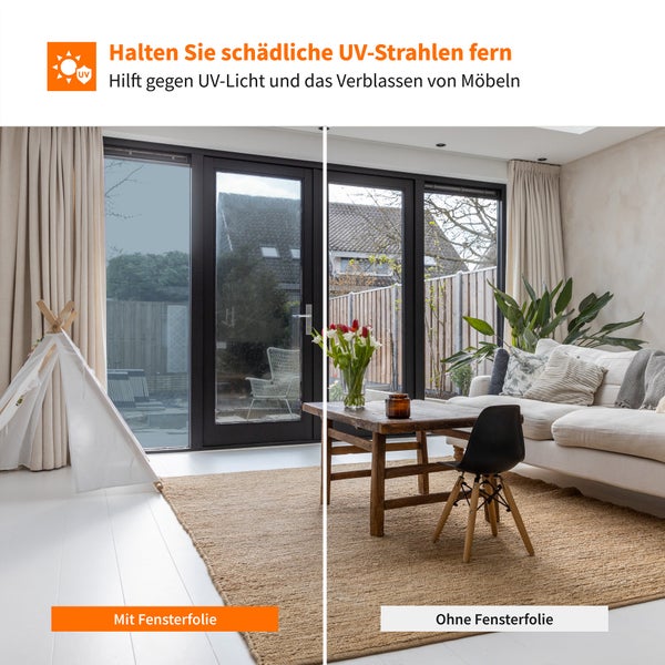 Simple Fix Fensterfolie Spiegelfolie Silber - 45 x 500 cm - Selbshaftend Blickdicht Sichtschutzfolie für Fenster - Spiegelfolie Fenster Sichtschutz - Silber