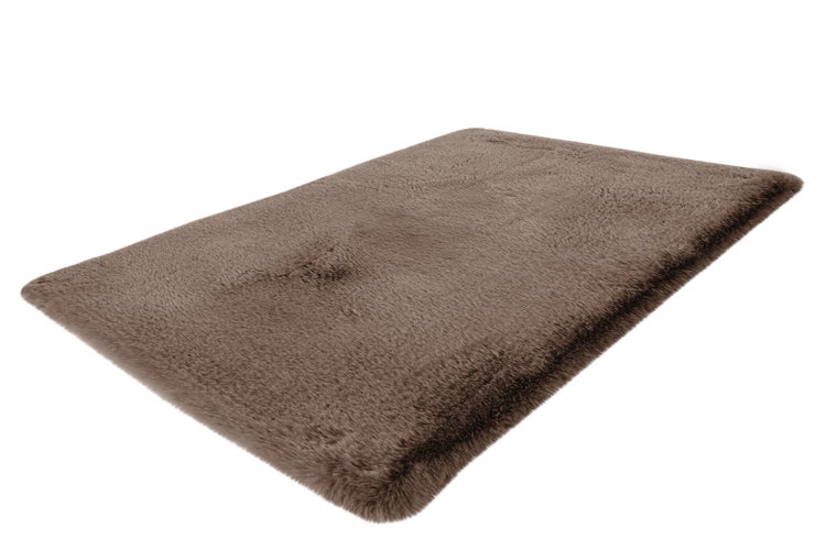 Hochflor Teppich Iniko Dunkelbeige Uni 40 x 60 cm