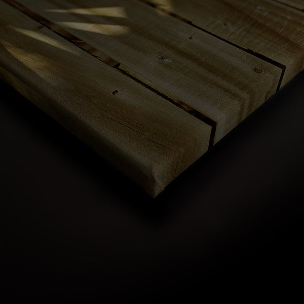 Wandbild auf Leinwand mit Darstellung von Holzplanken im Schatten
