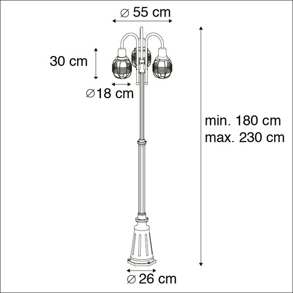Ländliche Außenlampe schwarz 3-Flammig IP44 - Guardado