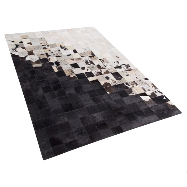 Teppich KEMAH Schwarz 140 x 200 cm Echtleder