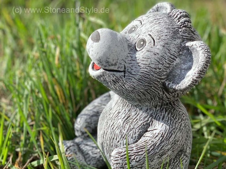 Dekorative Gartenfigur aus Stein in Form eines sitzenden Bären für den Außenbereich