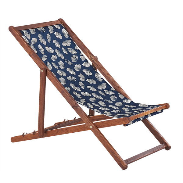Set mit 2 klappbaren Liegestühlen ANZIO mit Ersatzstoffen Blumenmuster Akazienholz Dunkelbraun