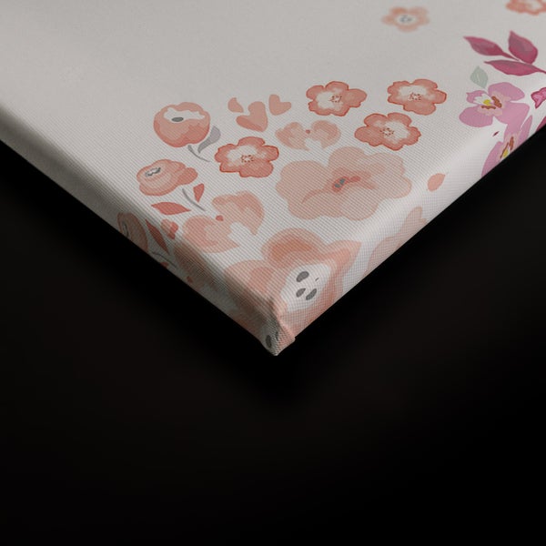 Wandbild auf Leinwand mit Blumenmotiv in Aquarelloptik als Eckansicht