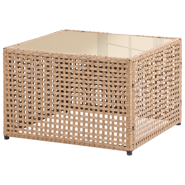 Gartentisch aus Rattan mit Glasplatte