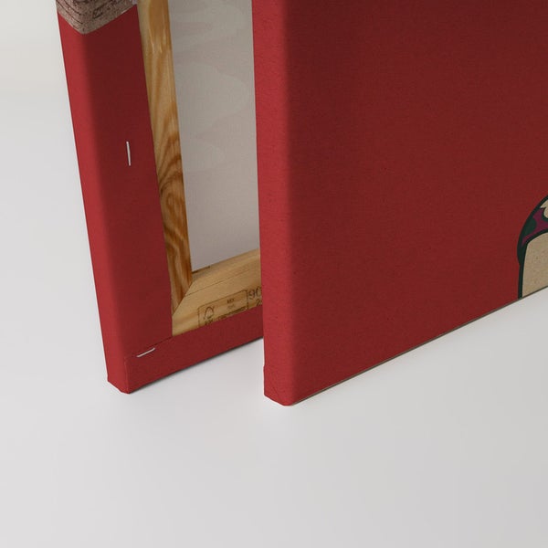 Nahaufnahme einer Leinwand mit Holzrahmen