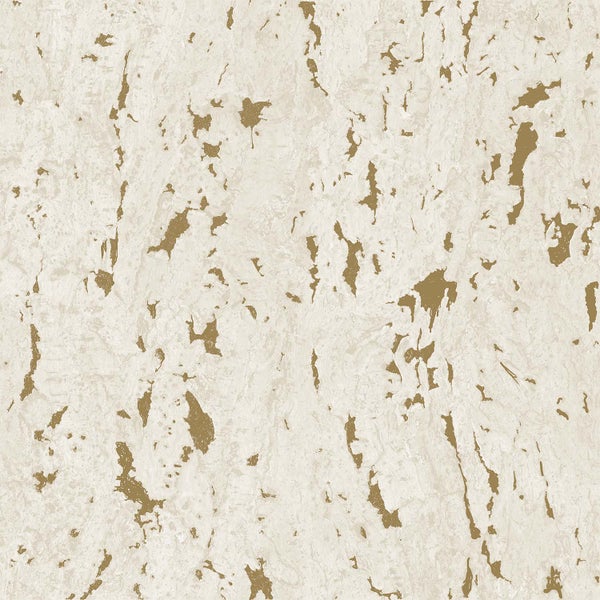 ESTAhome Tapete Kork Crême-Weiß und Gold - 50 x 900 cm - 139335