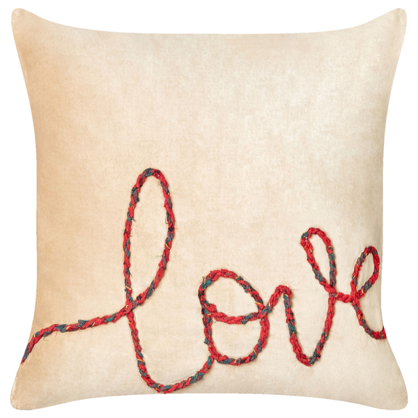 Dekokissen 2er Set ROTALA Baumwolle 45 x 45 cm Beige Mit Aufschrift