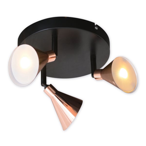 3er LED-Wand-u. Deckenspot COPPER d:38cm