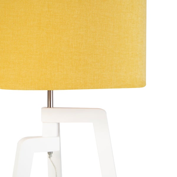 Moderne Stehleuchte weiß mit Lampenschirm in Maisgelb 50 cm - Puros