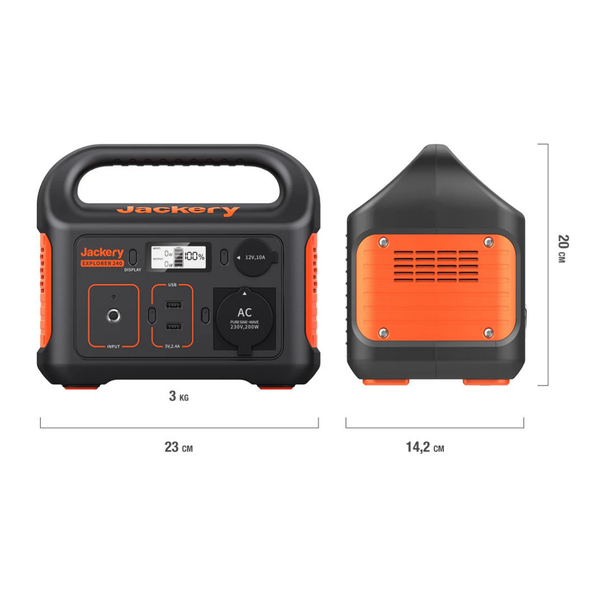Jackery Explorer 240 Powerstation mit Maßen und Gewicht