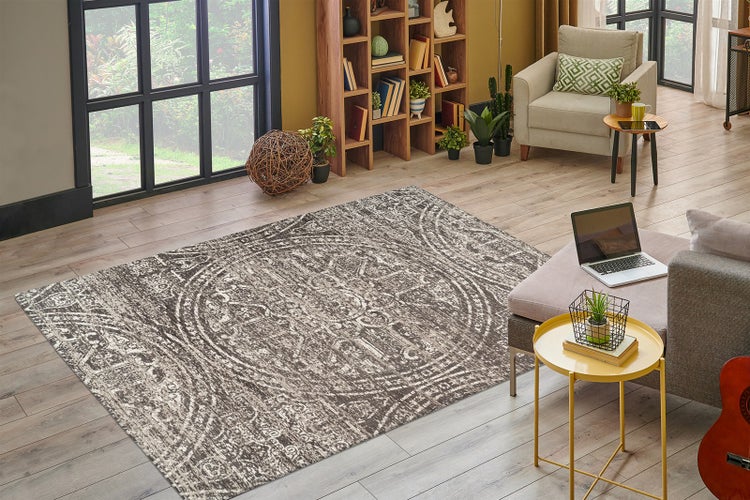 Flachflor Teppich Lynda Grau Vintage 80 x 150 cm