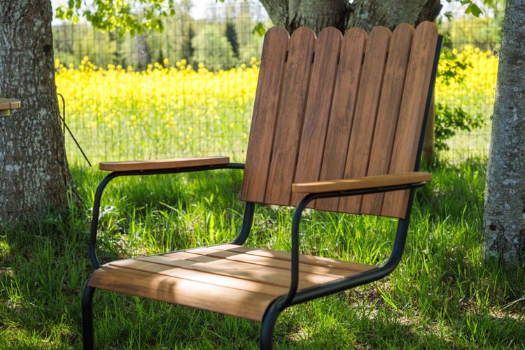 Holmsund Gartenset Tisch Ø100cm natur, 4 Stühle natur. 100 X 100 X 75 cm