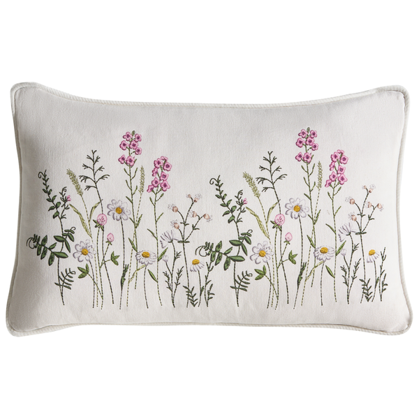 Dekokissen mit Blumenstickerei