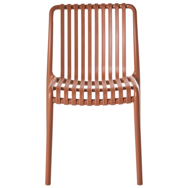 Brauner Kunststoff Gartenstuhl mit Lattenmuster