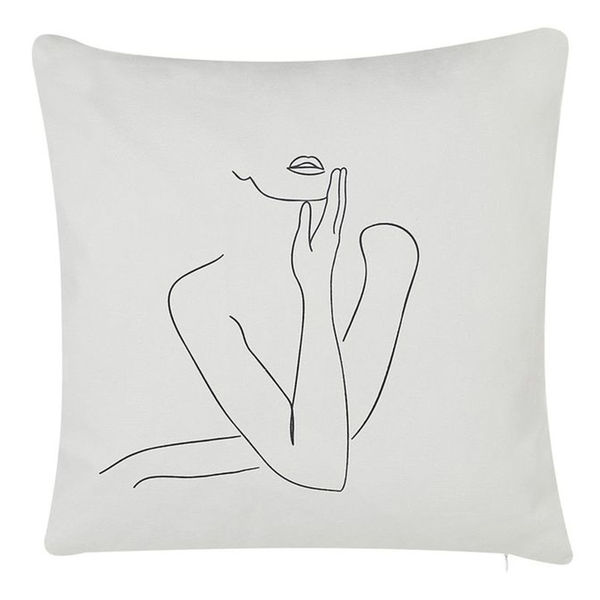 Dekokissen 2er Set MEADOWFOAM Baumwolle 45 x 45 cm Weiß Abstraktes Muster