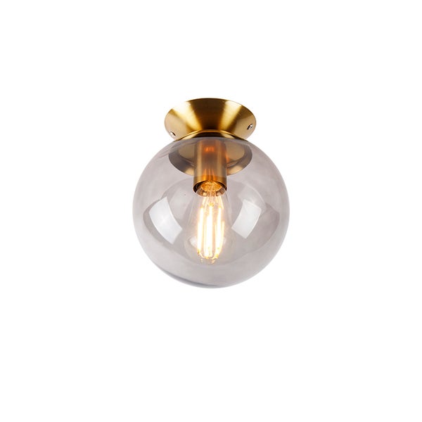 Art Deco Deckenlampe Messing mit Rauchglas - Pallon