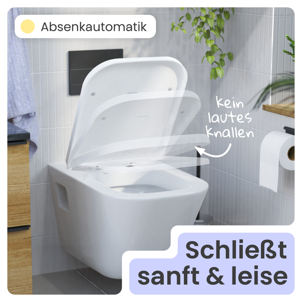 Wand-WC mit Absenkautomatik schließt sanft und leise
