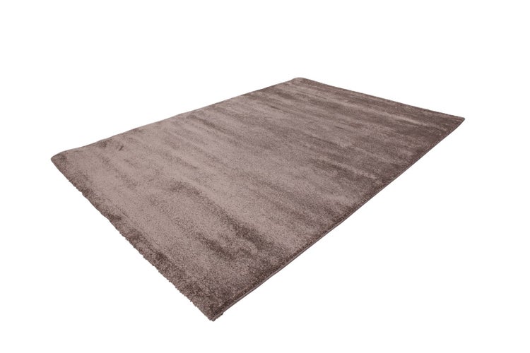 Rechteckiger Hochflor-Teppich Shaggy in Braun.
