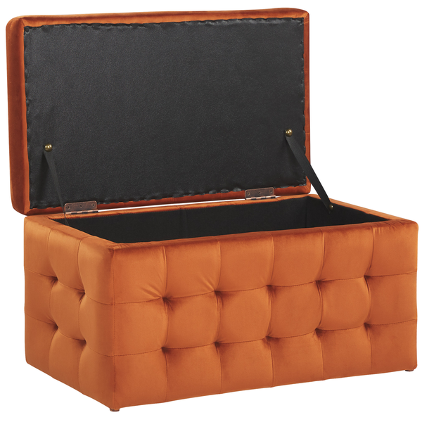 Aufbewahrungshocker MICHIGAN Samtstoff Orange