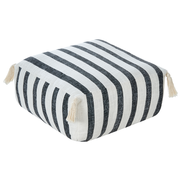 Gestreifter Sitzhocker mit Quasten