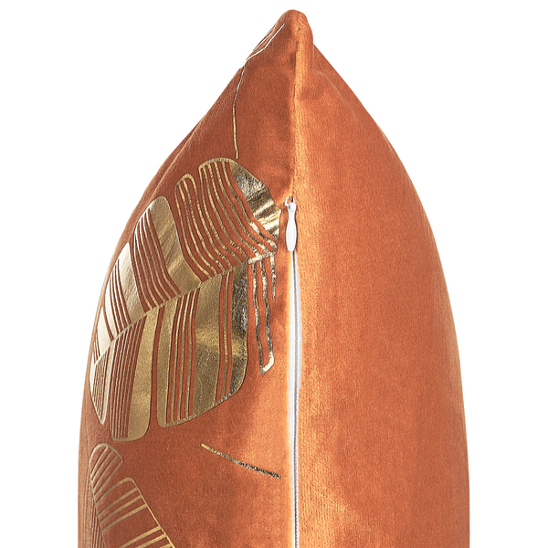 Dekokissen 2er Set SUNFLOWER Samtstoff 45 x 45 cm Orange Pflanzenmuster