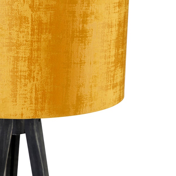 Stehlampe Stativ schwarz mit Schirm gold 50 cm - Tripod Classic