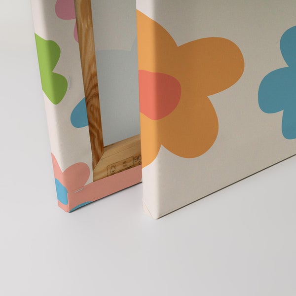 Leinwandbild mit Blumenmuster und Holzrahmen