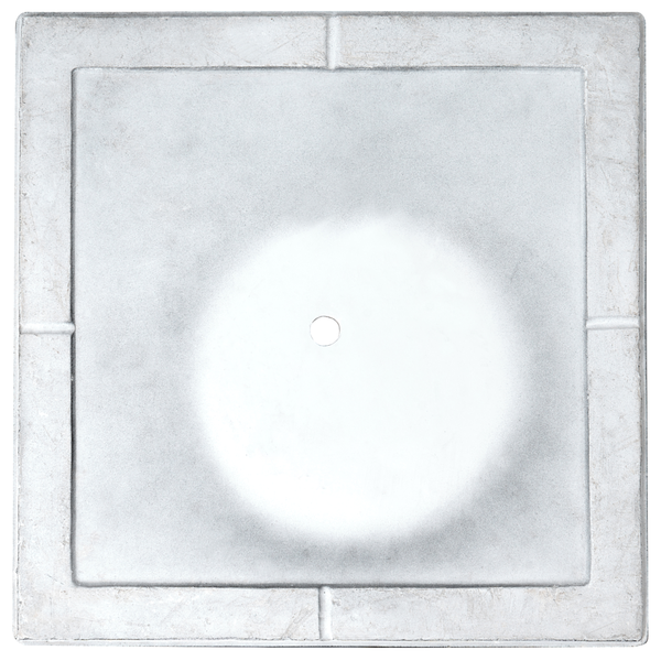 Quadratische Pflanzgefäßuntersetzer aus Beton mit Loch in der Mitte