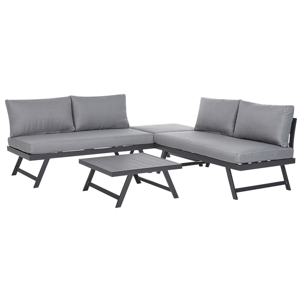 Garten Ecksofa mit Tisch 5-Sitzer COCCORINO Metall Grau