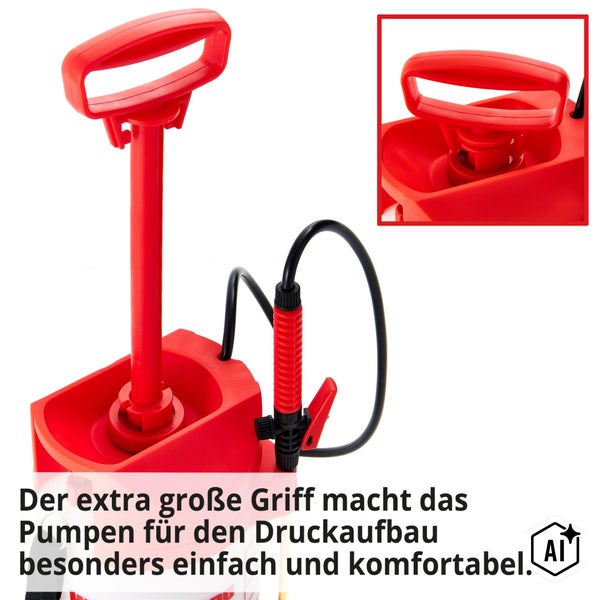 Drucksprühgerät mit großem ergonomischem Pumpgriff für komfortablen Druckaufbau