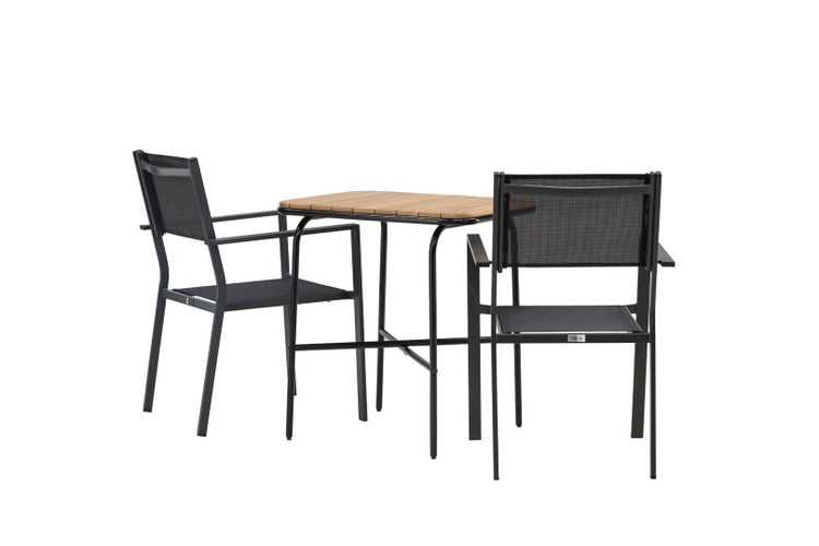 Holmbeck Gartenset Tisch, 2 Stühle  natur,schwarz. 88 X 70 X 74 cm
