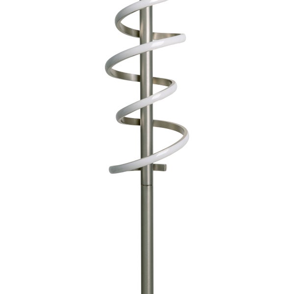 LED-Stehleuchte BELLEZA, moderne Stehlampe aus Metall und Kunststoff in Nickel matt und Weiß, mit fest verbauten LEDs, 140 hoch, Beleuchtung für Wohnzimmer, Esszimmer, Schlafzimmer oder Büro.