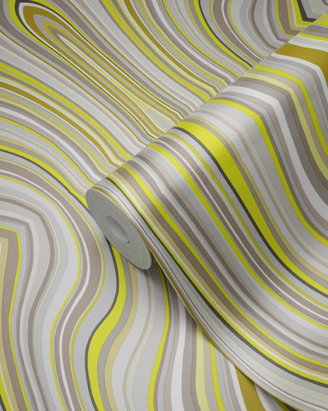 Origin Wallcoverings Tapete grafische Linien Ockergelb - 53 cm x 10.05 m - 347225