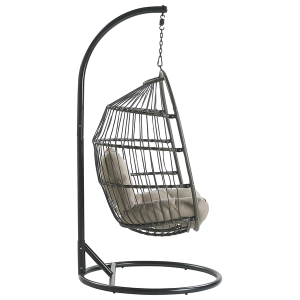Hängesessel mit Gestell ALBA Polyrattan Schwarz
