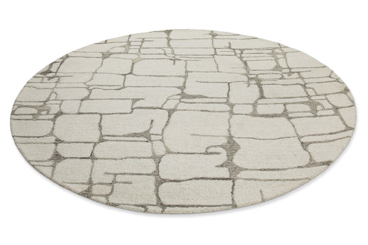 Runder Teppich mit abstraktem Steinmauer-Muster
