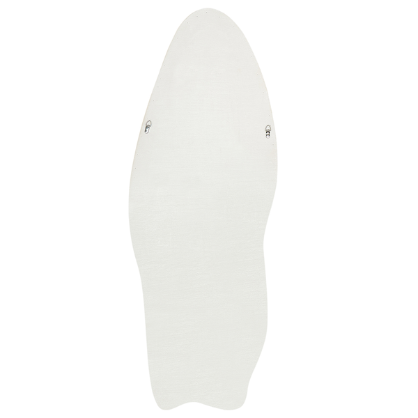 Rückansicht eines asymmetrischen Wandspiegels mit zwei Aufhängungen für die Wandmontage.