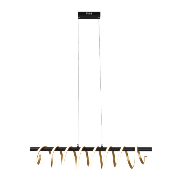 LED Pendelleuchte BELLEZA, moderne Pendellampe aus  Metall und Kunststoff Schwarz, Gold und Weiß, mit fest verbauten LEDs, 100 cm lang. Die ideale Beleuchtung für Wohnzimmer, Esszimmer oder Küche.