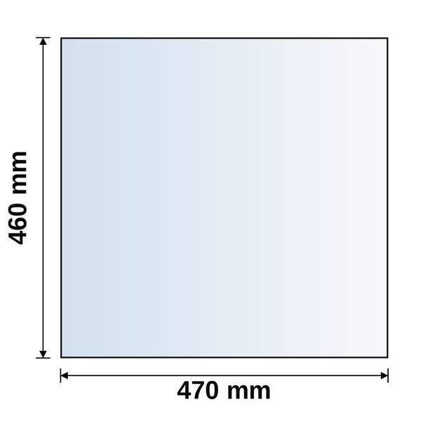 Technische Zeichnung mit Abmessungen: Breite 470 Millimeter und Höhe 460 Millimeter.