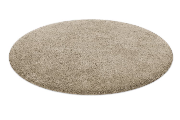 Runder Hochflorteppich in Beige