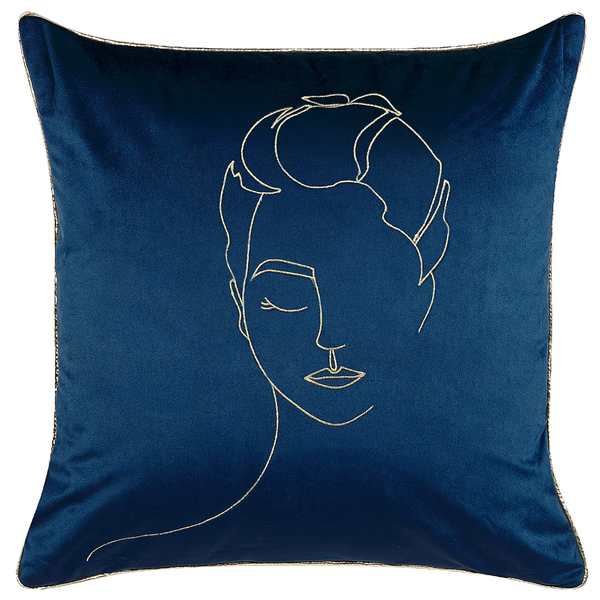 Dekokissen 2er Set CROCUS Samtstoff 45 x 45 cm Dunkelblau Abstraktes Muster