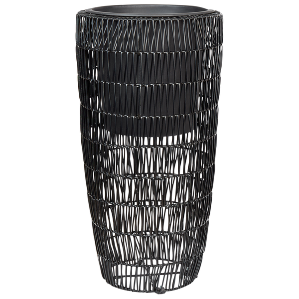 Set mit 2 Blumentöpfen CHELONE Polyrattan 26/34 cm Schwarz