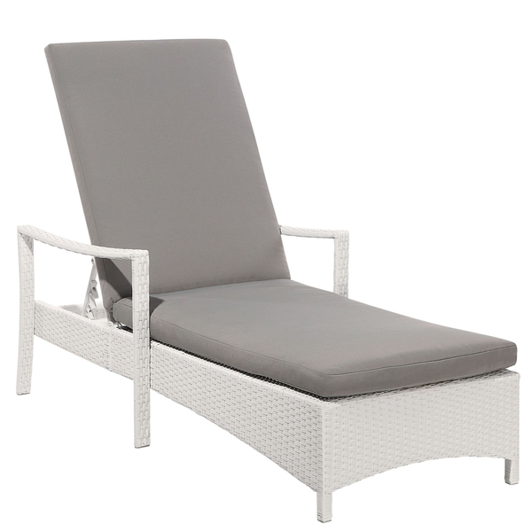 Sonnenliege mit Kissen VASTO Polyrattan Weiß