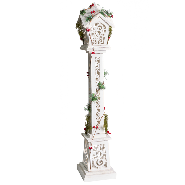 Dekorative Holzlaterne mit weihnachtlicher Verzierung für den Innenbereich