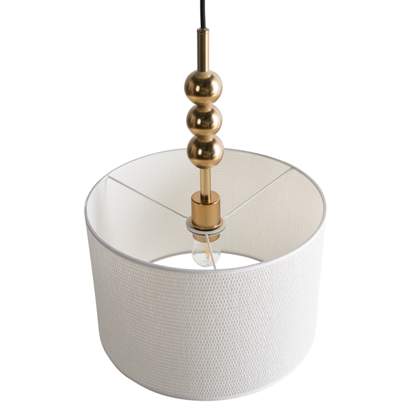 Hängelampe mit Lampenschirm und goldfarbenem Aufhänger