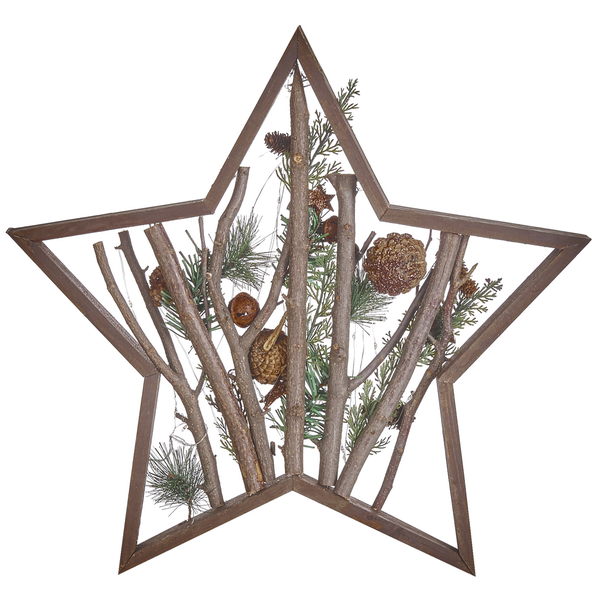 Weihnachtsdeko LED Kiefernholz dunkelbraun Sternform 46 cm DOKKA