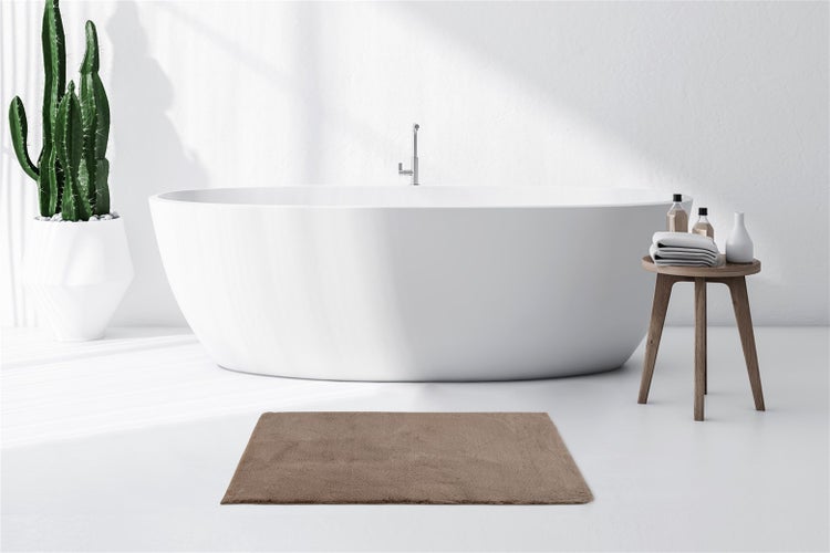 Kurzflor Teppich Oasisia Dunkelbeige 22 mm Uni 65 x 100 cm