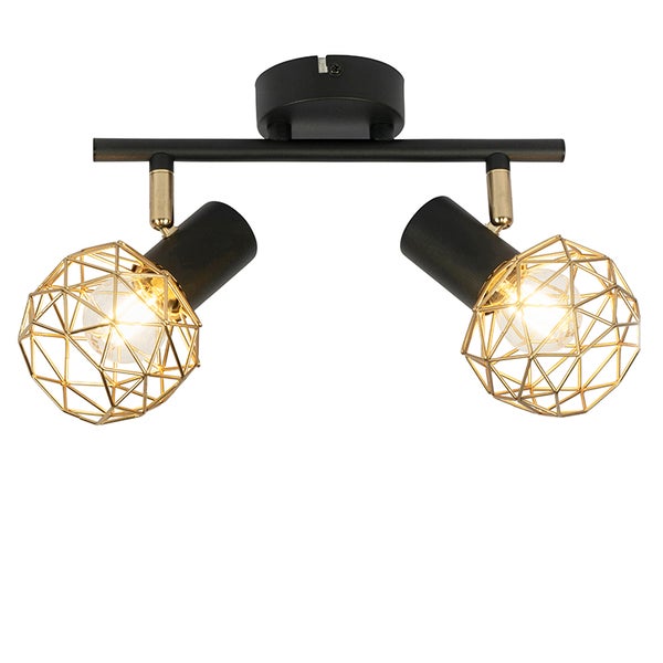 Design Spot schwarz mit Gold 2Licht Mesh HORNBACH