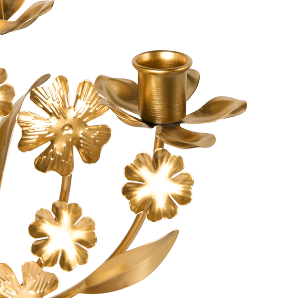 Dekorativer Kerzenhalter mit Blumenmuster aus Metall
